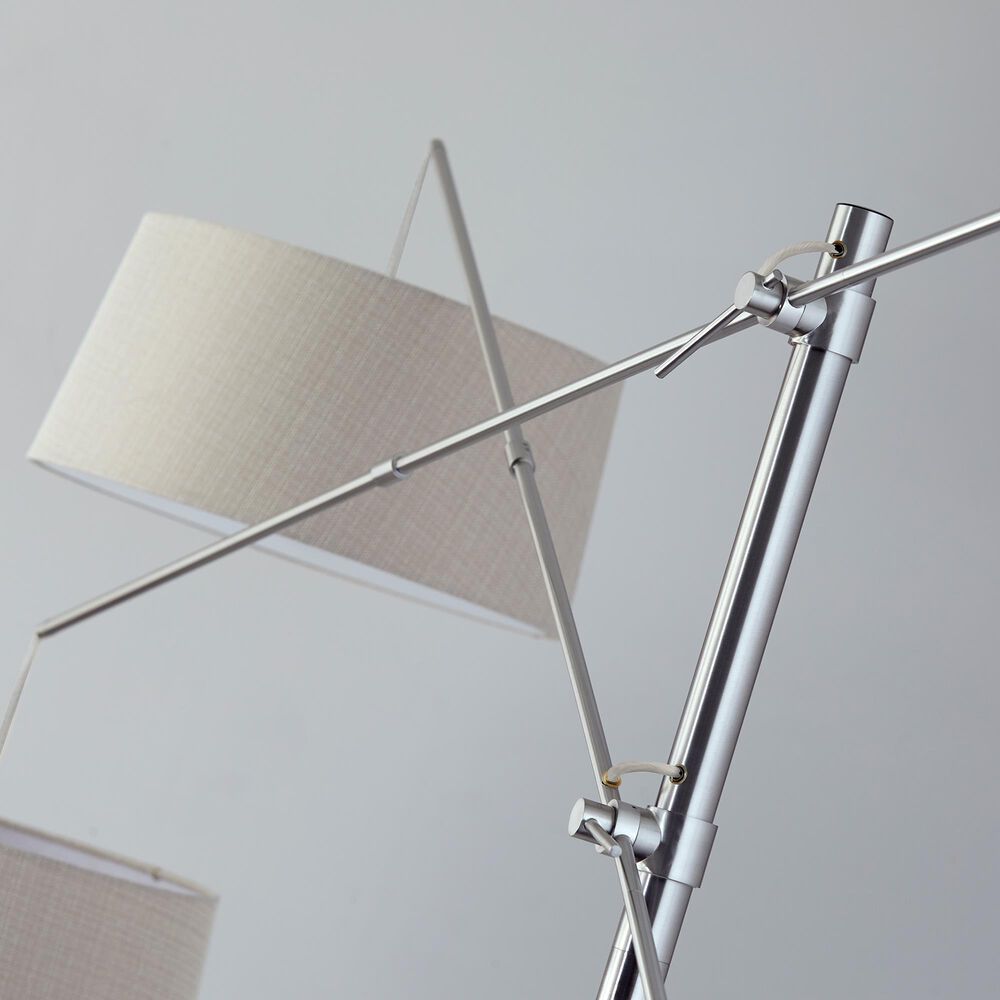 Adesso Manhattan 2-Arm Arc Lamp in Brushed Steel, , large