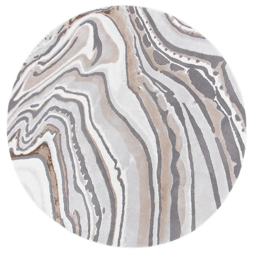 Safavieh Craft CFT843D 6"7" Round Gold and Grey Area Rug, , large