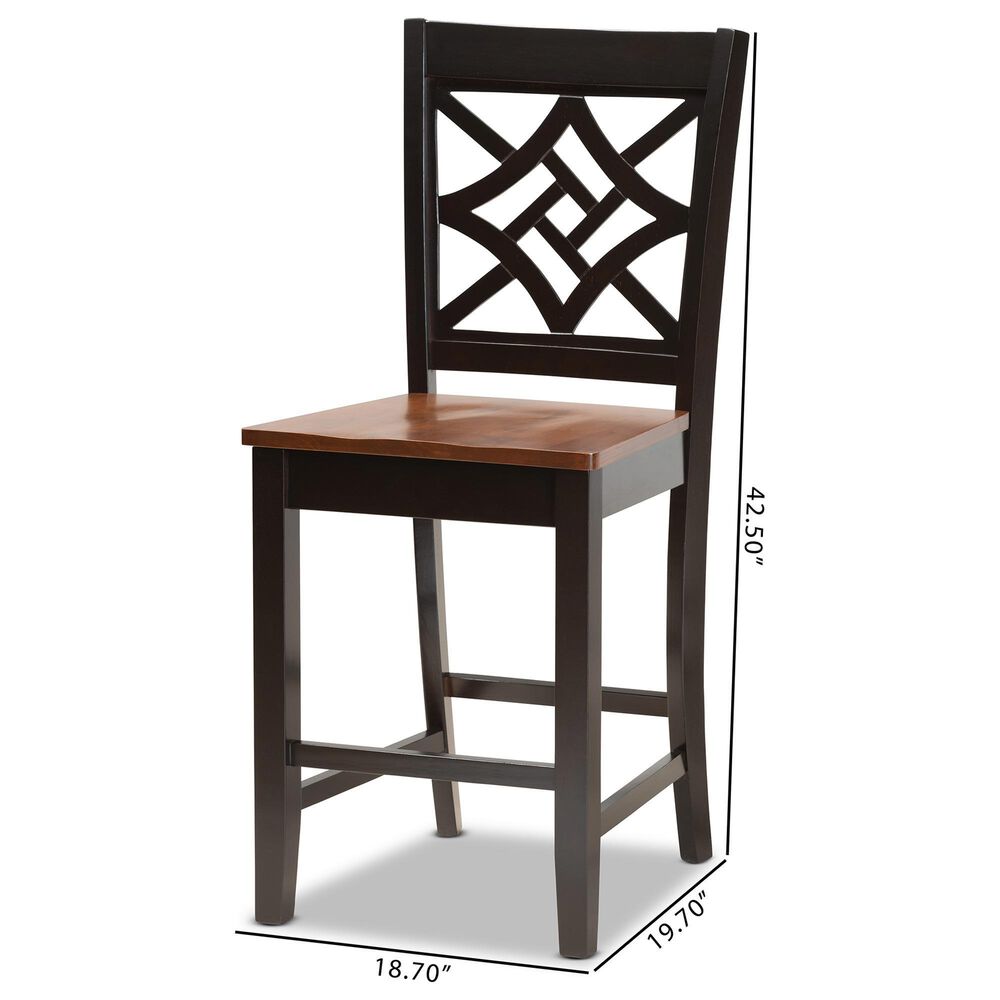 Baxton Studio Nicolette Counter Stool in Dark Brown and Walnut Brown (Set of 2), , large