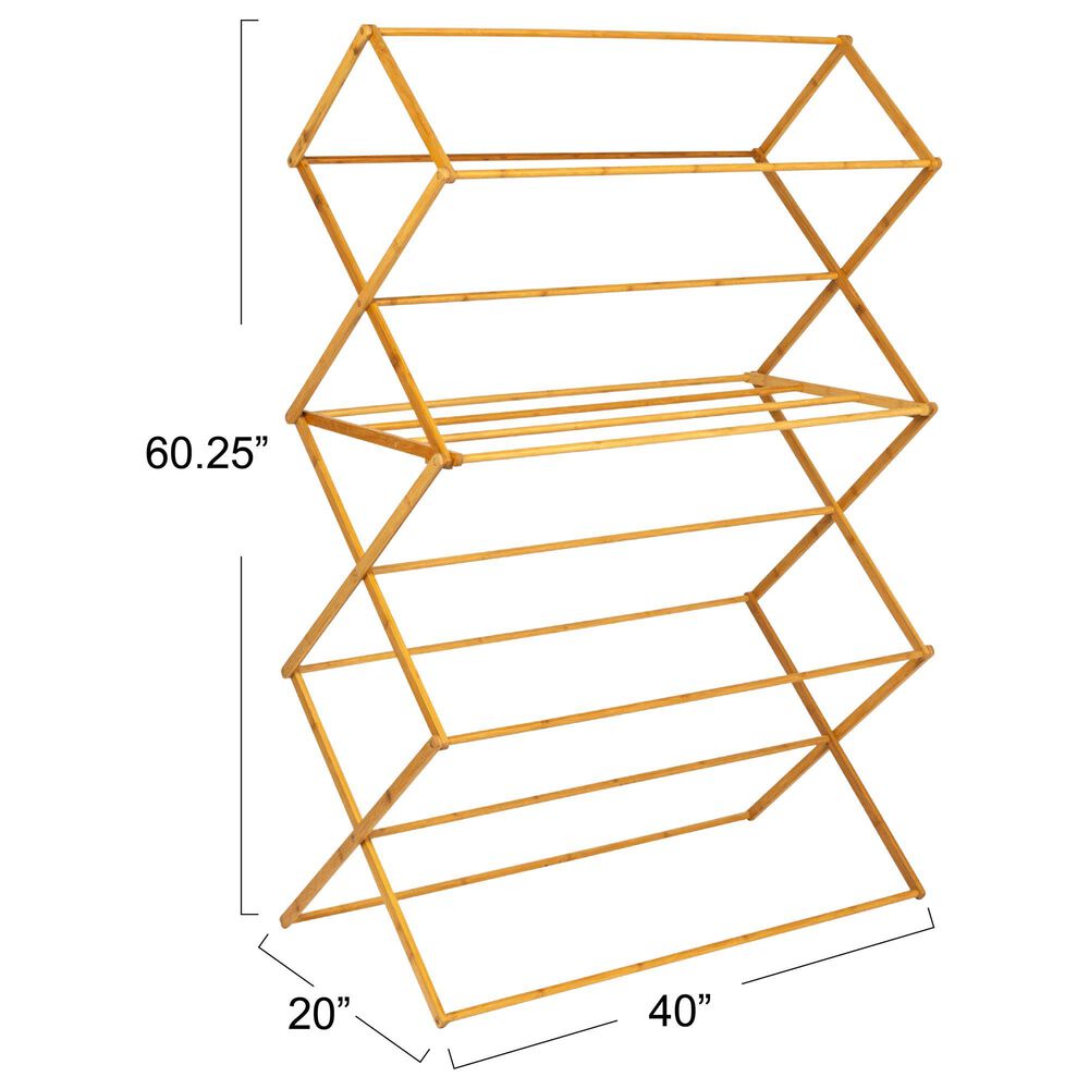 Household Essentials Oversized Clothes Drying Folding Rack with 11 Dowels in Natural, , large