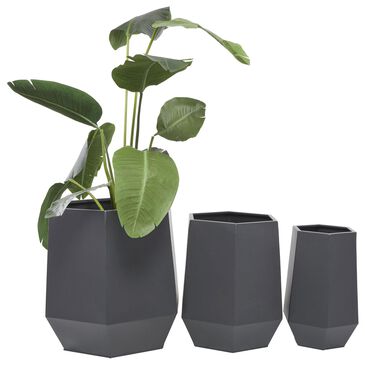 Maple and Jade Hexagon Planter in Matte Gray (Set of 2), , large