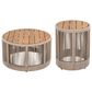 Hearth and Haven 2-Piece Outdoor Coffee Table and Side Table Set with Woven Rope Design in Beige and Teak, , large
