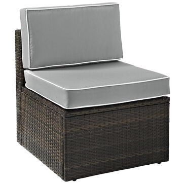 Firefly Palm Harbor Outdoor Wicker Center Chair in Brown with Grey Cushions, , large