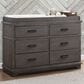 Delta Children Asher 6-Drawer Dresser with Changing Top in Rustic Grey, , large