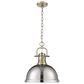 Golden Lighting Duncan 1-Light Pendant with Chain and Chrome Shade in Aged Brass, , large