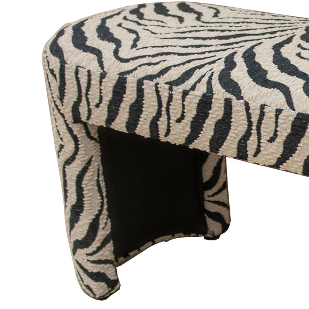 Steve Silver Furniture Savanna Jessica Simpson Savanna Zebra Upholstered Bench in Cream and Black, , large