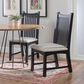 Linon Home Decor Bonnie Side Chair with Light Grey Faux Leather Cushion in Black (Set of 2), , large