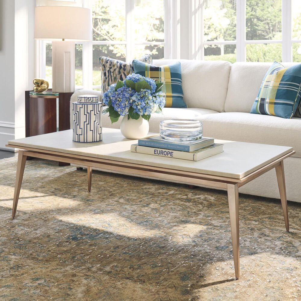 Lexington Home Brands Bulgari Rectangular Cocktail Table in Beige, Rose Gold and Silver, , large