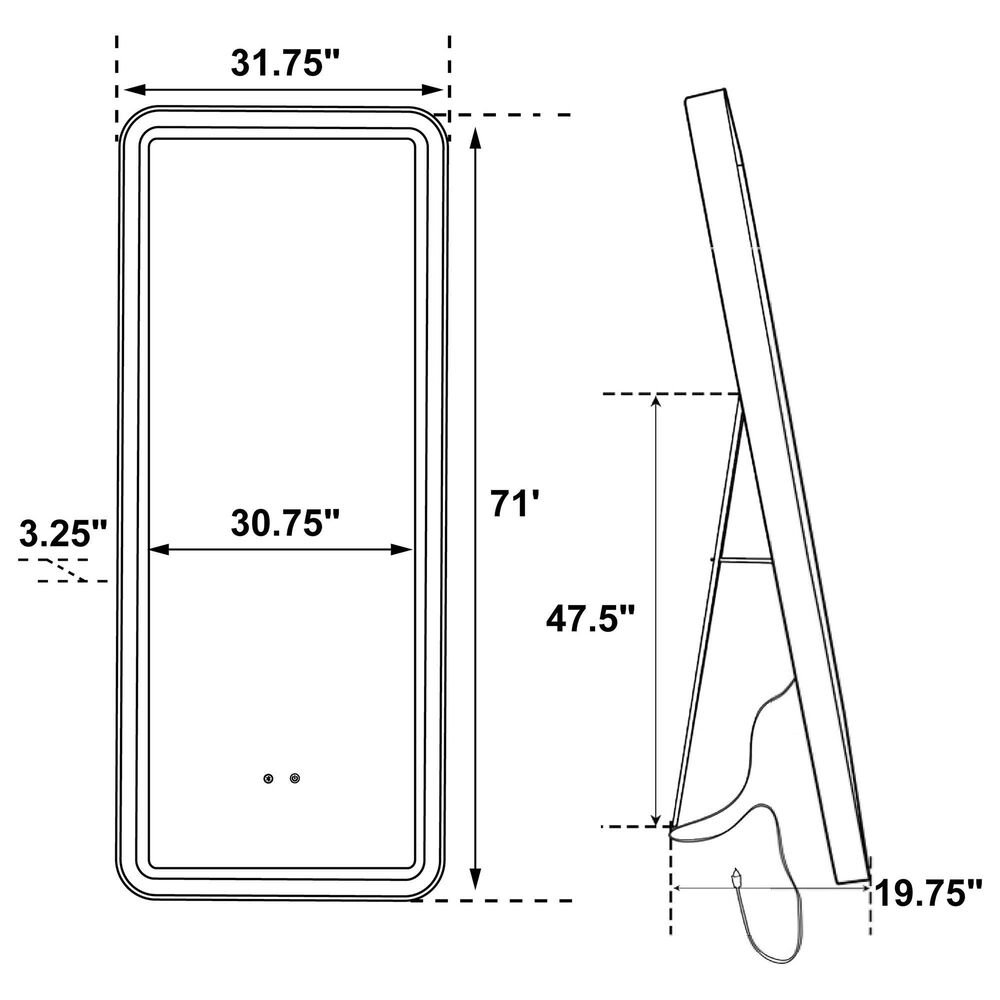 Coaster Glendora LED Standing Mirror in White, , large