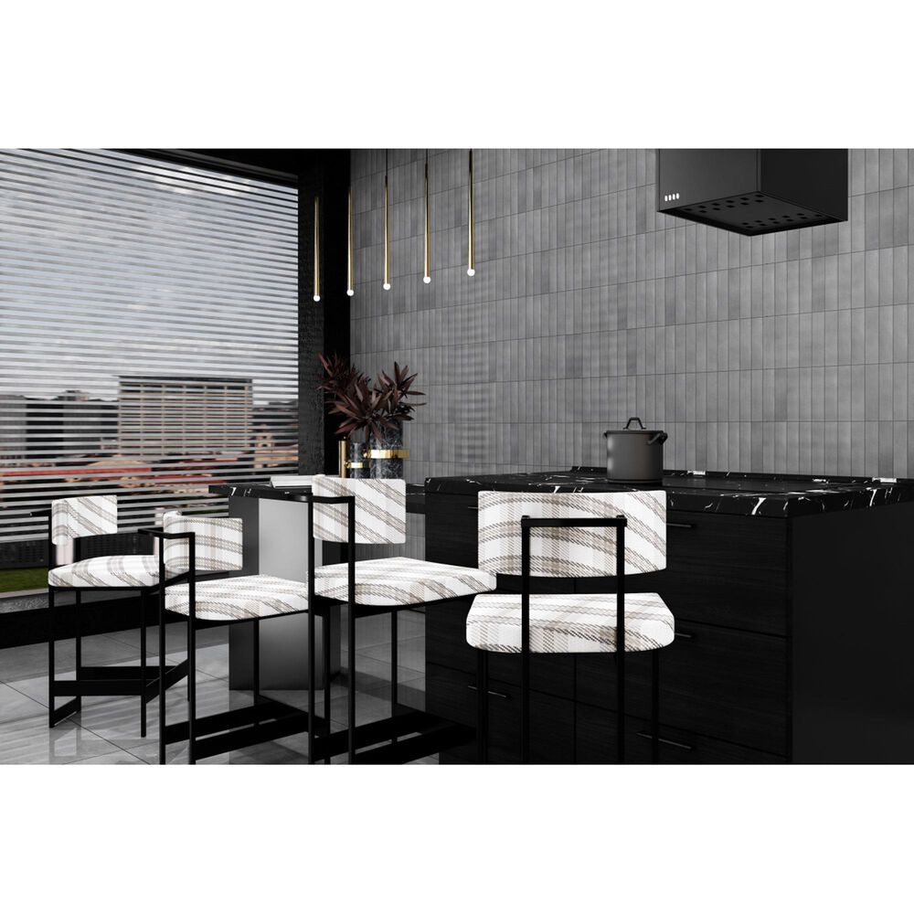 Emser Kaizen Gray 2" x 8" Rectangle on 9" x 15" Satin Porcelain Mosaic Sheet, , large