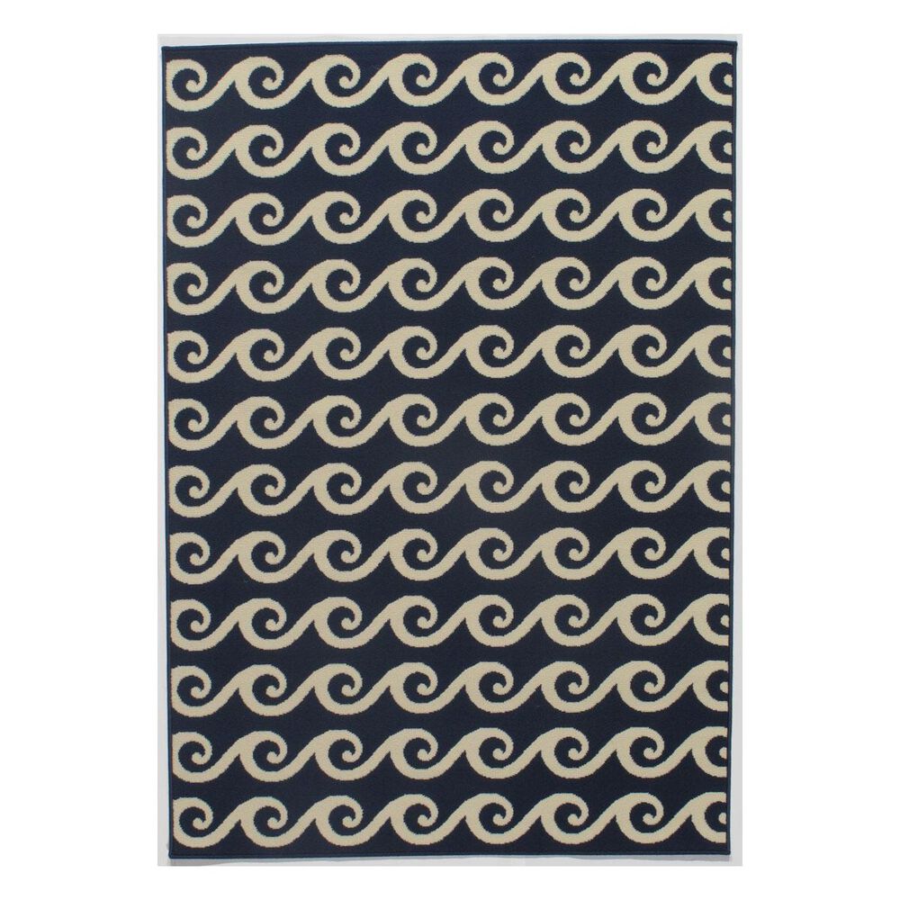 Momeni Baja BAJ-14 6"7" x 9"6" Navy Area Rug, , large