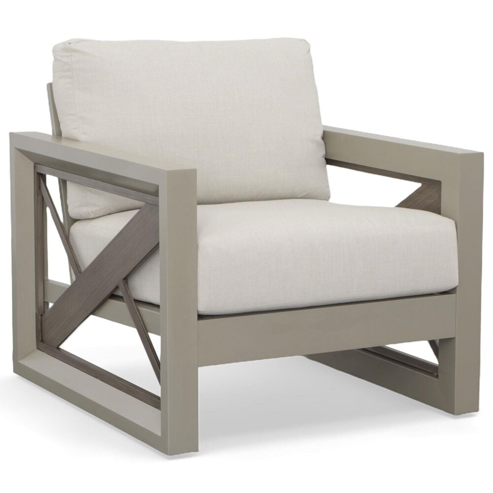 Hearth and Haven Outdoor Patio Beveled Panels Arm Chair with Cushion in Tan, , large