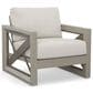 Hearth and Haven Outdoor Patio Beveled Panels Arm Chair with Cushion in Tan, , large