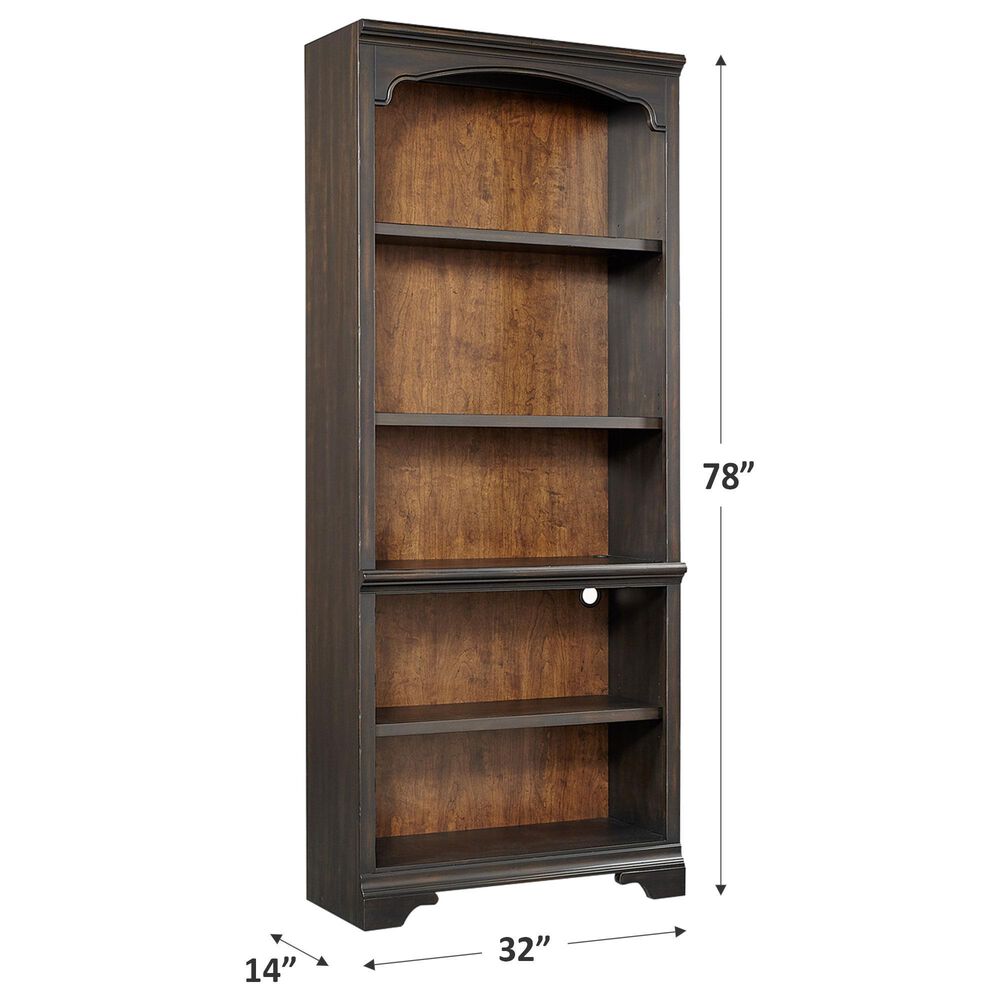 Riva Ridge Hampton Open Bookcase in Black Cherry, , large