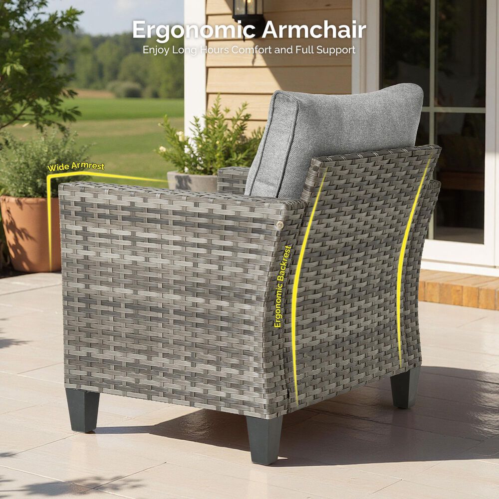 HOMLUX 6-Piece Outdoor Conversation Set in Dark Gray, , large