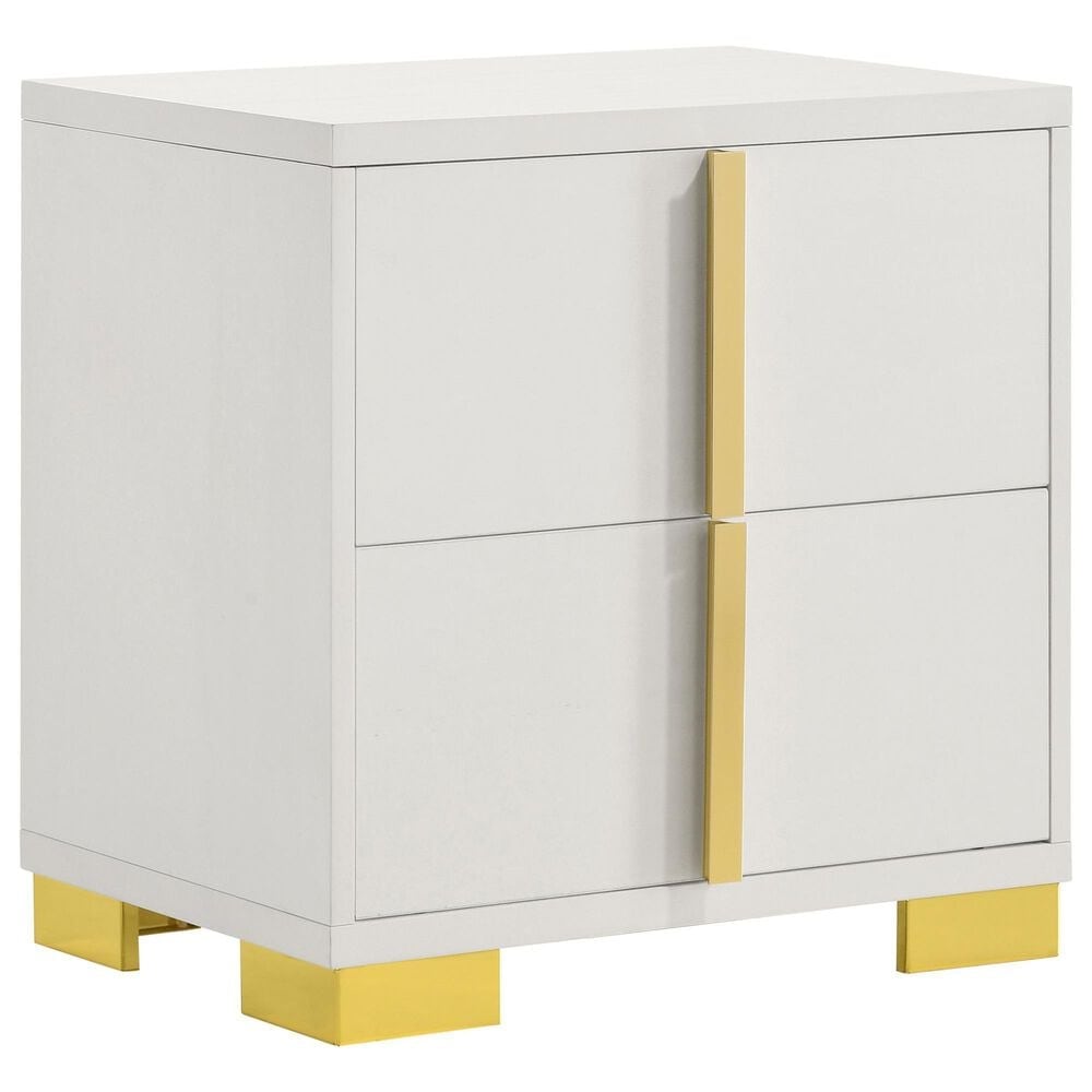 Pacific Landing Marceline 2-Drawer Nightstand in White and Gold, , large