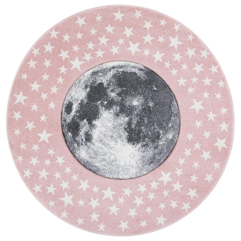 Safavieh Carousel CRK135 3" Round Pink and Grey Kids  Area Rug, , large