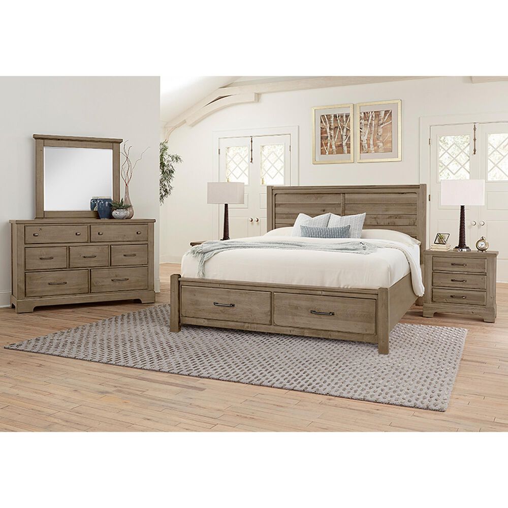 Viceray Collections Cool Rustic 3-Piece Queen Plank Bedroom Set with Storage in Stone Grey, , large