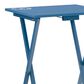 Linon Home Decor Compass Folding TV Tray Table Set with Stand in Navy Blue (Set of 4), , large