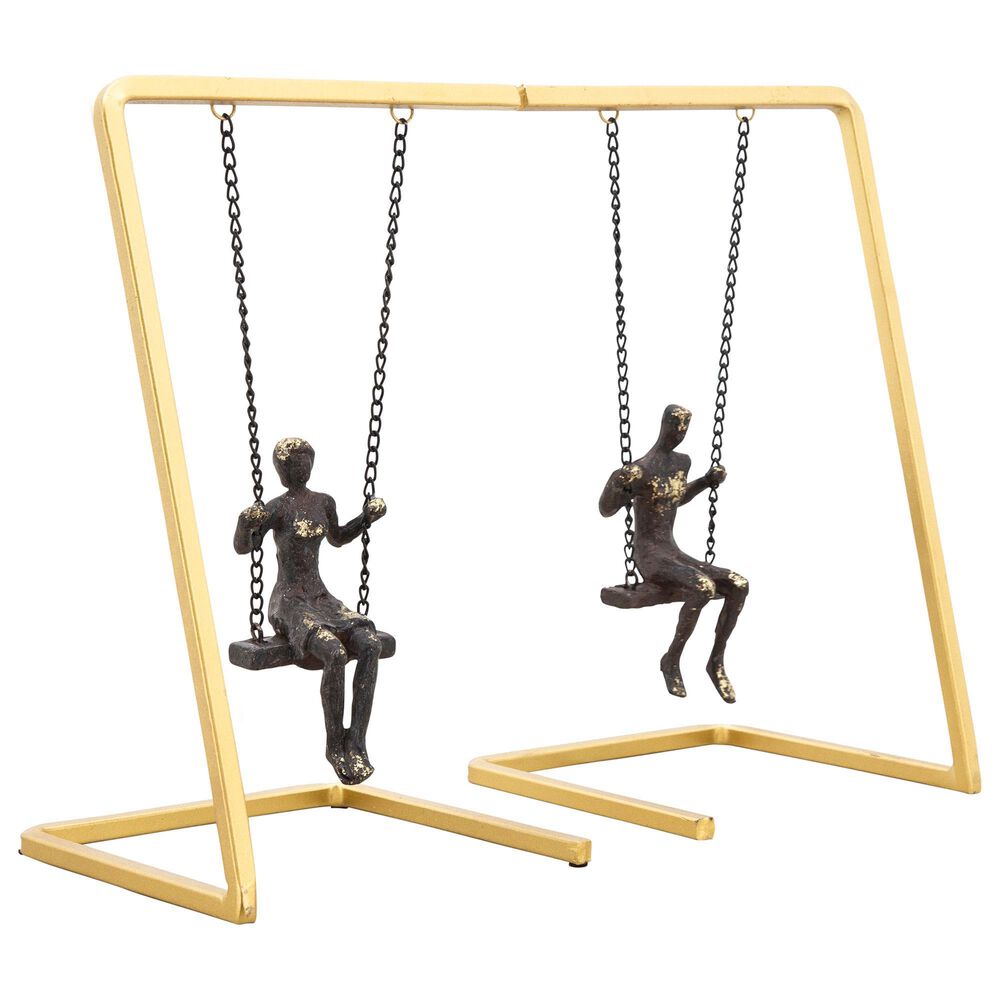 Sagebrook Home Swinging People Bookend in Gold (Set of 2), , large