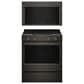 KitchenAid 2-Piece Kitchen Package with 30" Slide-In Smart Electric Range and 30" Over-the-Range Microwave Oven in Black Ore, , large