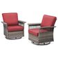 Sunwell Garden Patio Swivel Glider Chair with Gray Frame and X-Laced Armrests in Red (Set of 2), , large