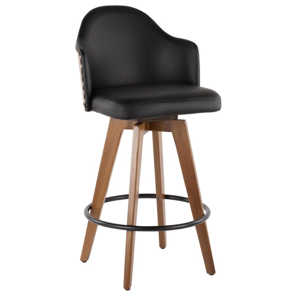 Lumisource Ahoy Swivel Counter Stool in Walnut and Black, , large