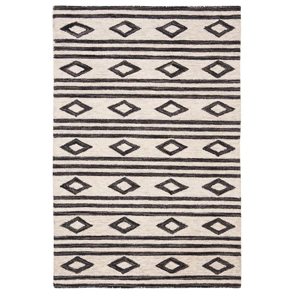 Safavieh Micro-Loop 4" x 6" Ivory and Charcoal Area Rug, , large