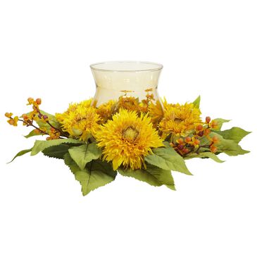 Nearly Natural Inc Golden Sunflower Candelabrum Silk Flower Arrangement, , large