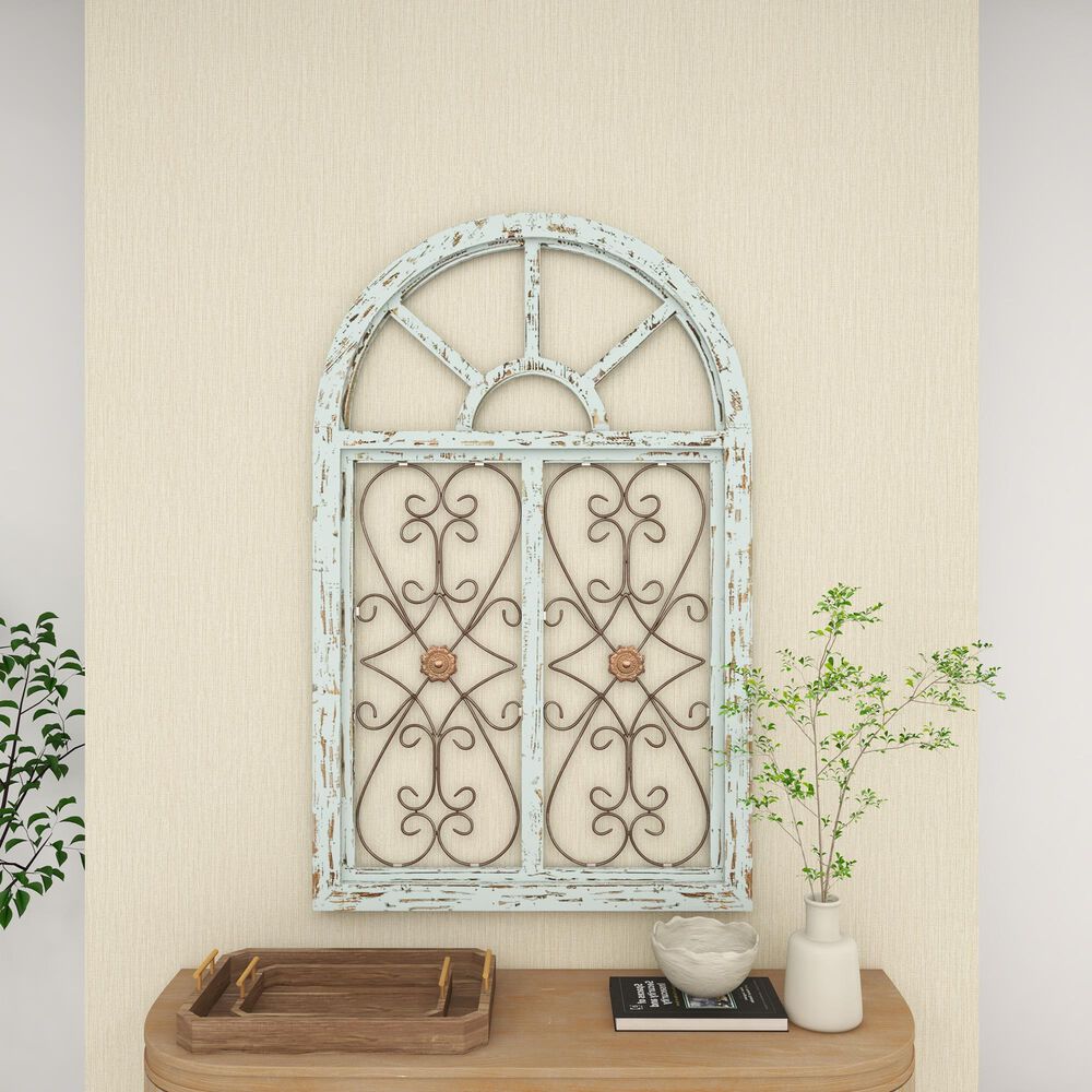 Maple and Jade 45&quot; x 28&quot; Wall Decor in Distressed White and Brown, , large