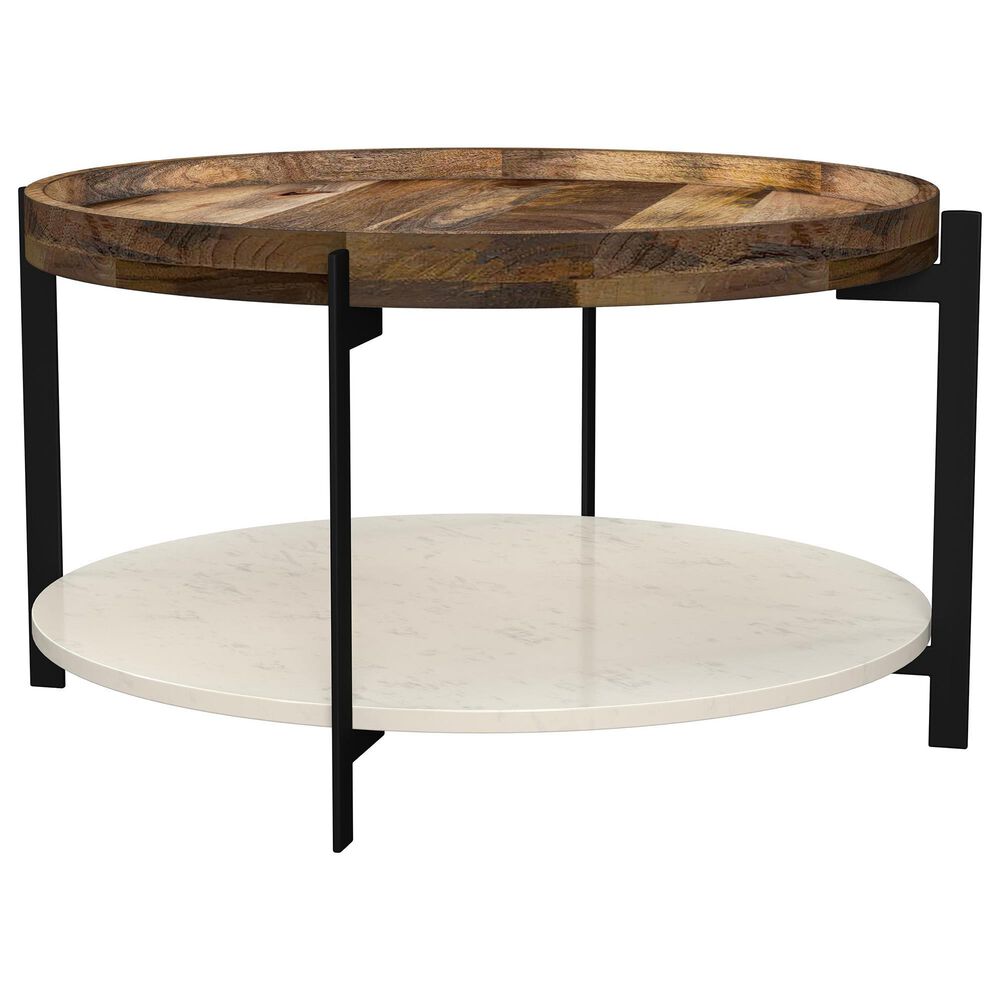 Coaster Adhvik Coffee Table in Natural, White and Black, , large