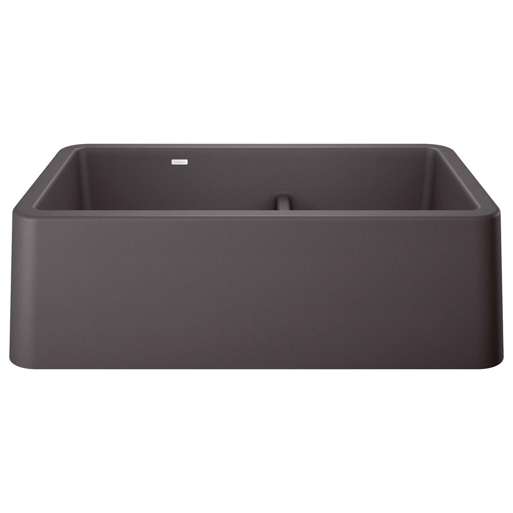 Blanco Ikon 33&quot; Apron Double Bowl Farmhouse Sink with Low Divide in Cinder, , large