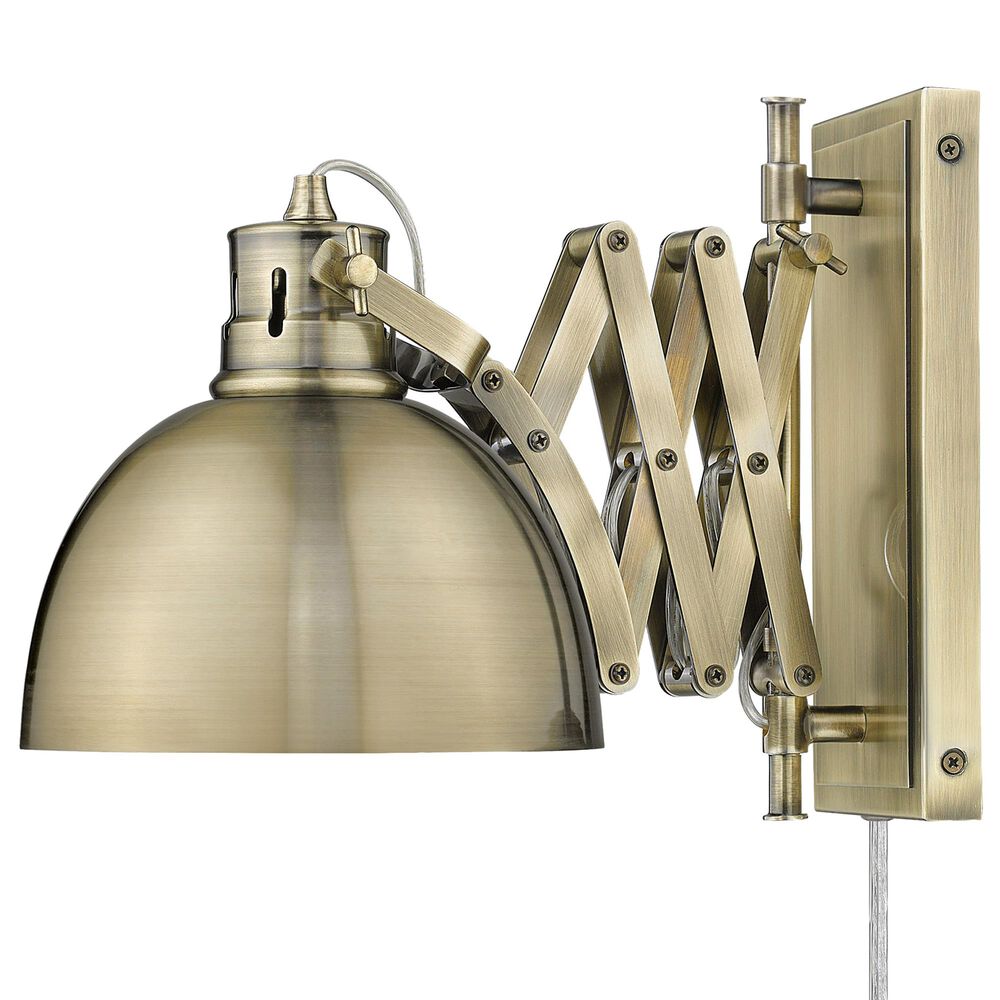 Golden Lighting Hawthorn 1-Light Articulating Wall Sconce in Aged Brass, , large