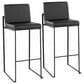 Lumisource Fuji Stackable Barstool with Black Faux Leather Cushion in Black (Set of 2), , large