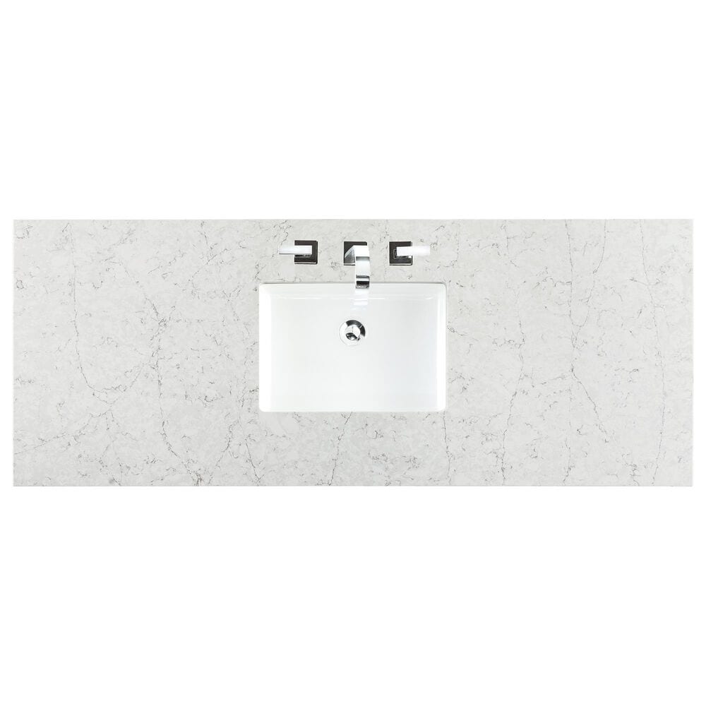 James Martin Vanities Breckenridge 60&quot; Single Bathroom Vanity in Light Natural Oak with 3 cm Eternal Jasmine Pearl Quartz Top and Rectangular Sink, , large