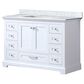 Lexora Home Dukes 48" Single Bathroom Vanity in White with 2 cm White Carrara Marble Top and Rectangular Sink, , large