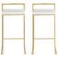 Lumisource Fuji Stackable Barstool with White Faux Leather in Gold (Set of 2), , large