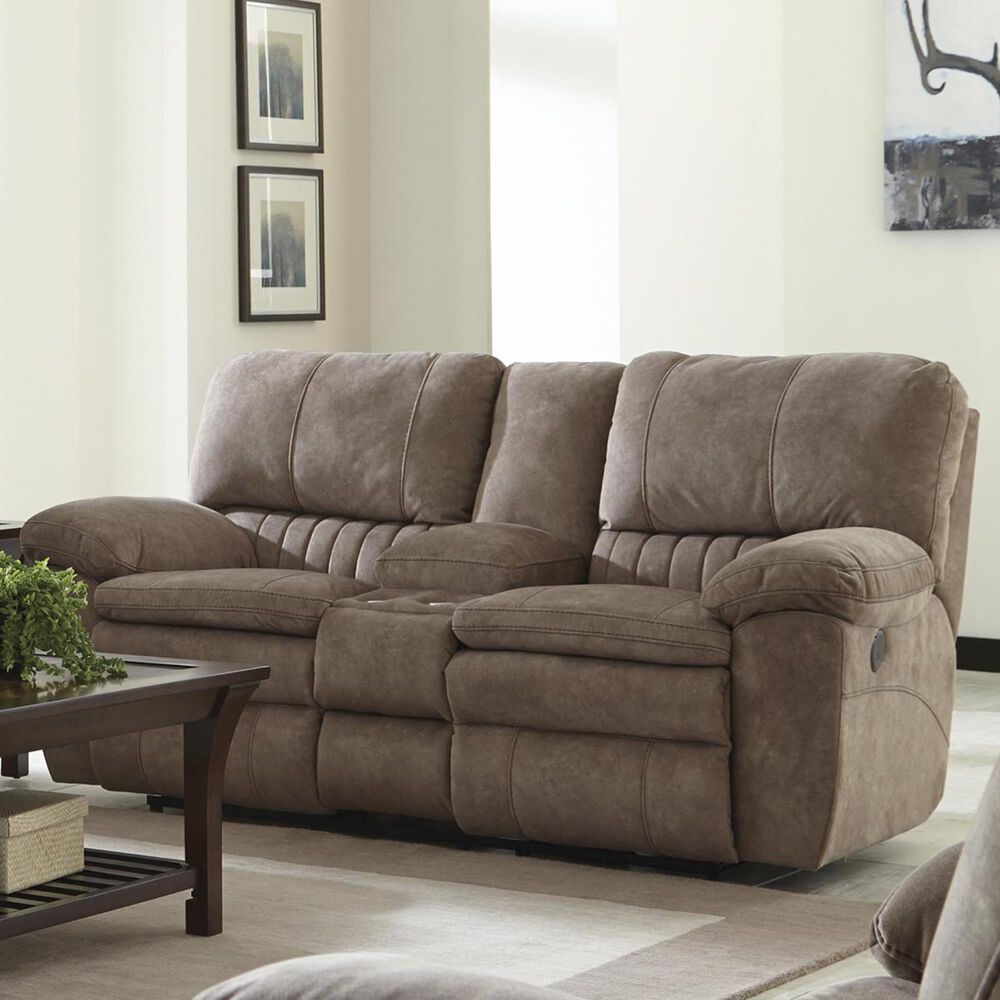 Catnapper Reyes Power Lay Flat Reclining Console Loveseat in Portabella, , large
