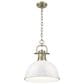 Golden Lighting Duncan 1-Light Pendant with Chain and White Shade in Aged Brass, , large