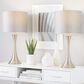 LumiSource Lenuxe 24" Metal Table Lamp with Grey Sparkly Linen Shade in Brushed Nickel (Set of 2), , large