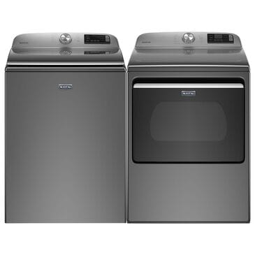Maytag 4.7 Cu. Ft. Top Load Washer and 7.4 Cu. Ft. Electric Dryer Laundry Pair in Metallic Slate, , large