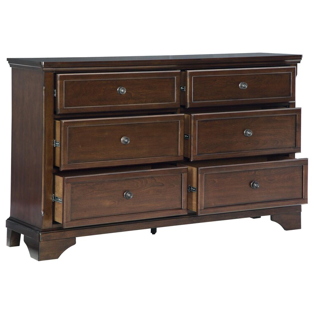 Ashley Trellington 6-Drawer Dresser in Warm Brown Cherry, , large