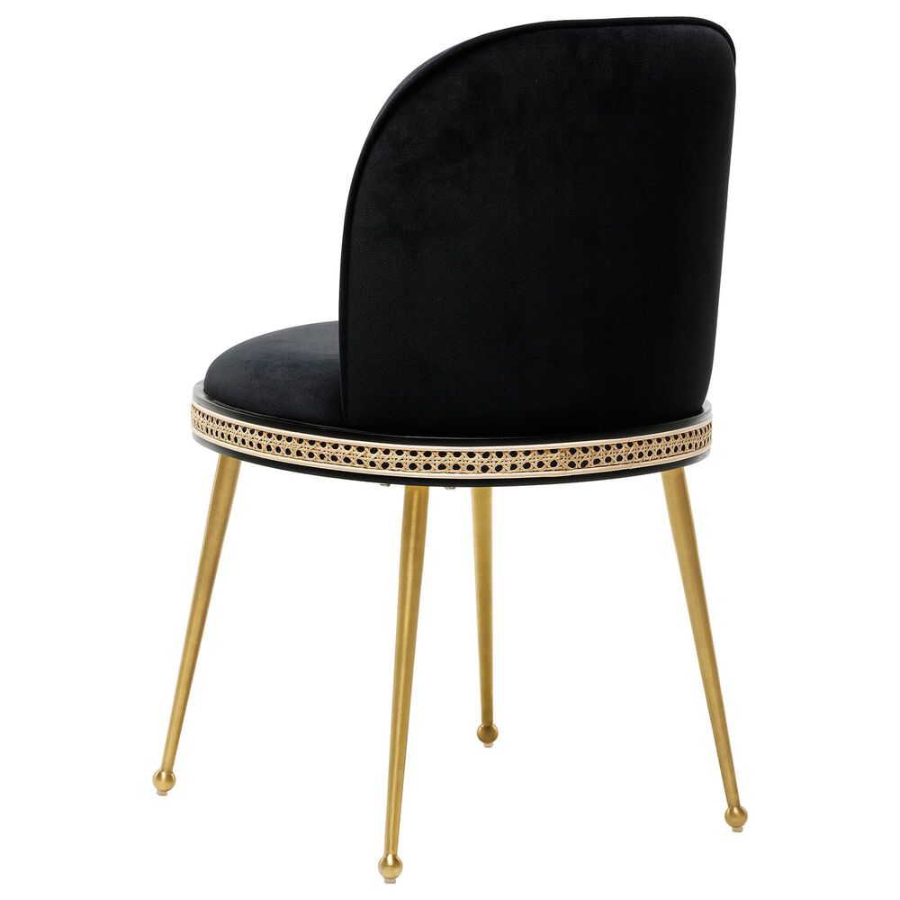 Tov Furniture Harley Dining Chair with Black Cushion in Brushed Gold, , large