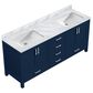 Lexora Home Jacques 72" Double Bathroom Vanity in Navy Blue with 2 cm White Carrara Marble Top and Rectangular Sinks, , large