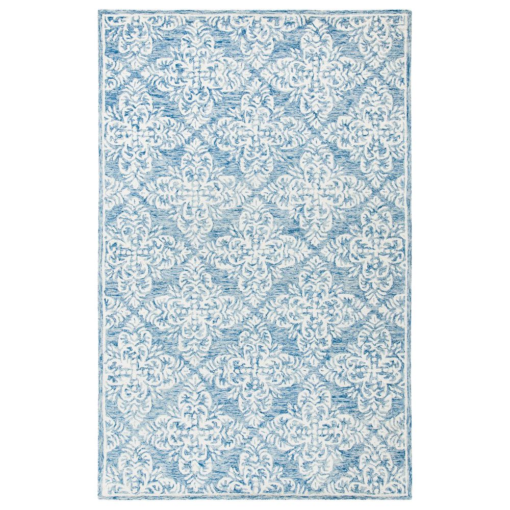 Safavieh Micro-Loop MLP515M 4" x 6" Blue and Ivory Area Rug, , large