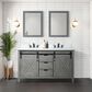 Lexora Home Marsyas 60" Double Bathroom Vanity in Ash Grey with White Quartz Top and Rectangular Sinks, , large