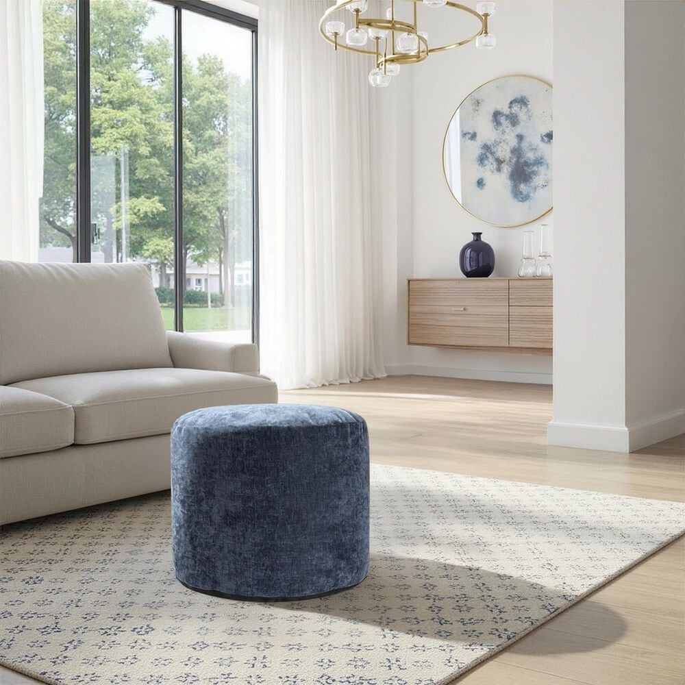 Howard Elliott Komodo Tall Pouf in Navy Blue, , large