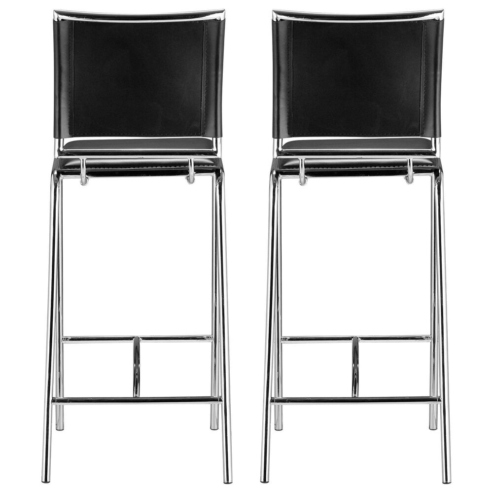 Zuo Modern Soar Bar Stools in Black and Silver &#40;Set of 2&#41;, , large