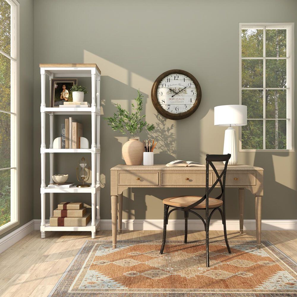 Maple and Jade 4-Shelf Storage Shelving Unit in White and Brown, , large