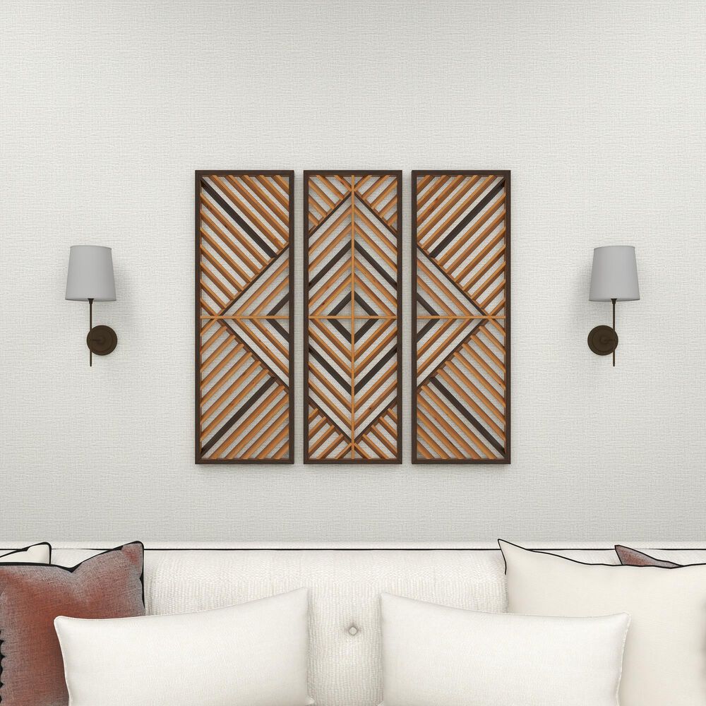 Maple and Jade 35&quot; x 12&quot; Wall Decor in Brown &#40;Set of 3&#41;, , large